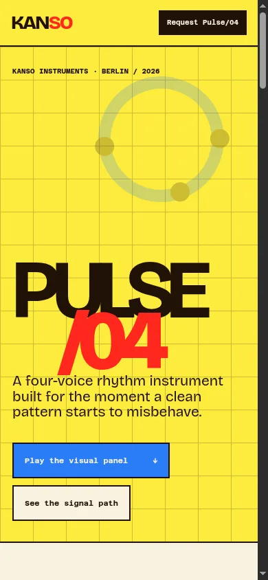Kanso Instruments mobile website opening view
