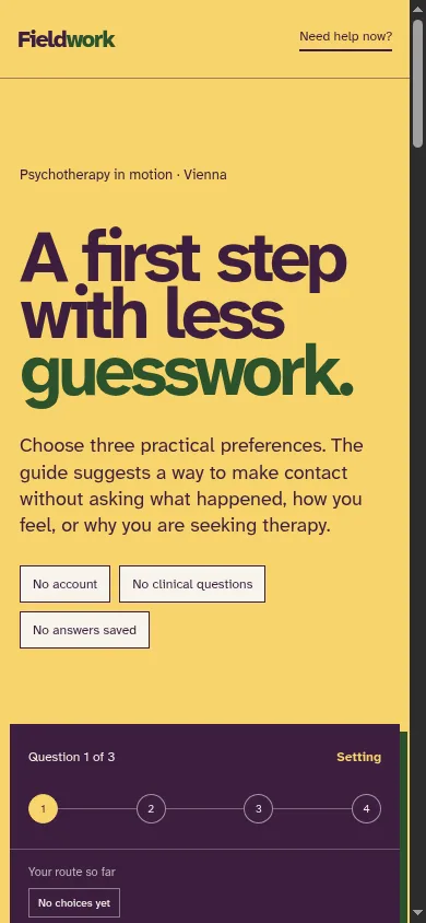 Fieldwork Therapy mobile website opening view
