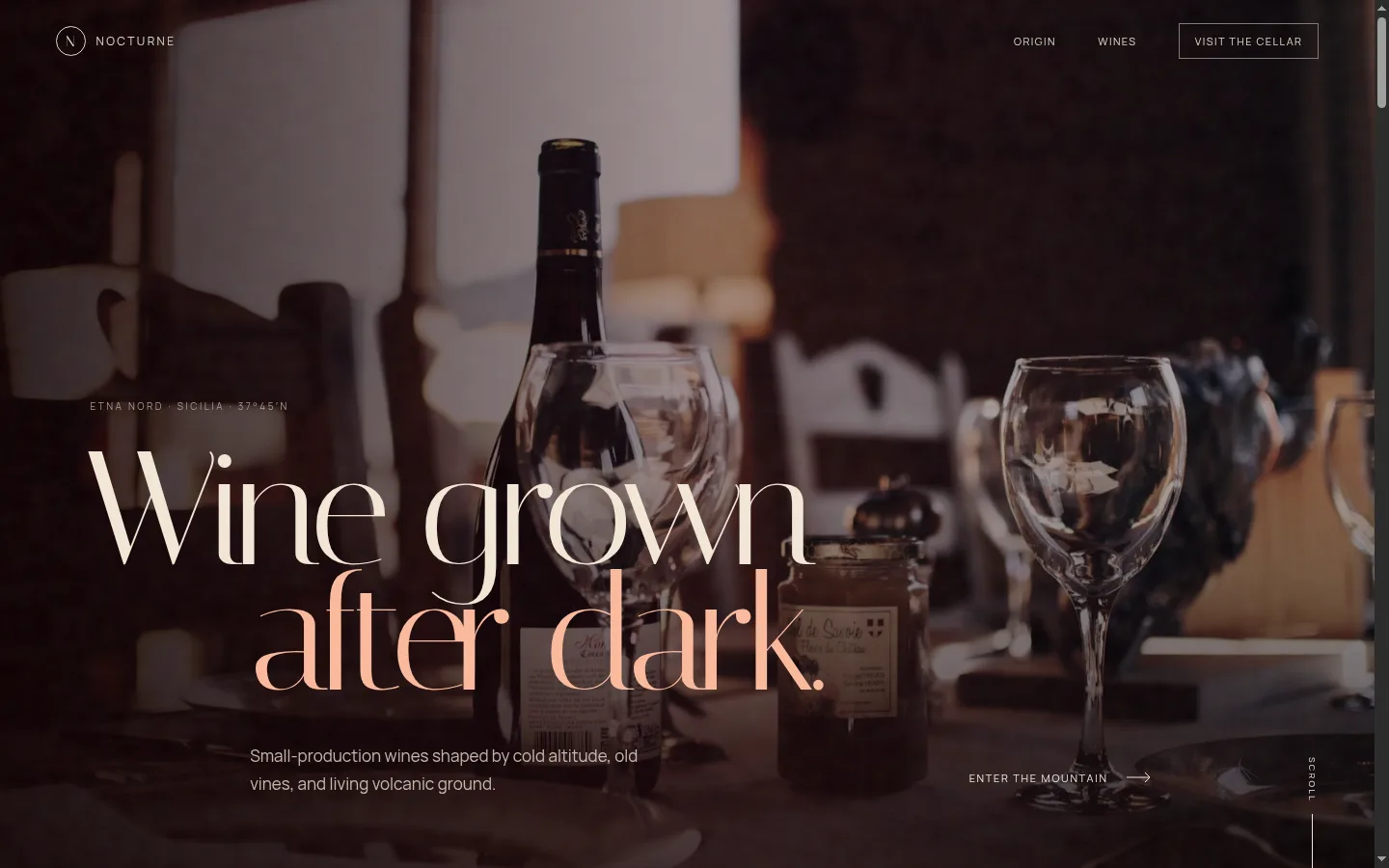 Nocturne Cellars website concept preview